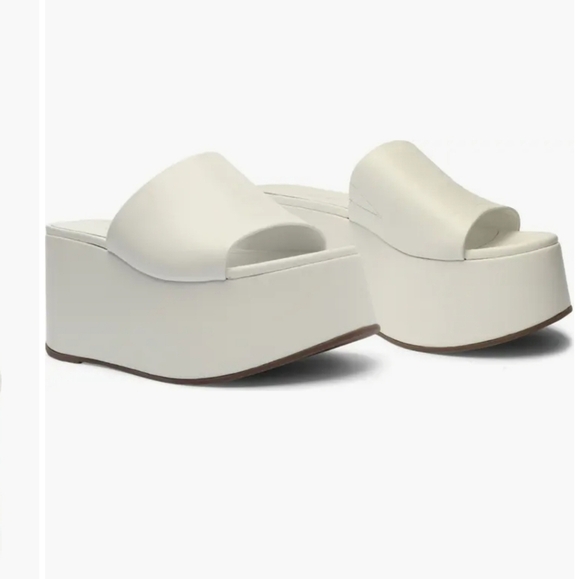 SHUTZ Marih Nappa Leather Platform Sandals In White. Size 8 - Picture 2 of 14
